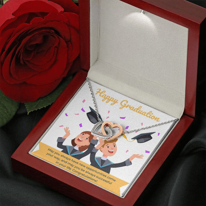 Happy Graduation | Hats Off to You - Interlocking Hearts Necklace