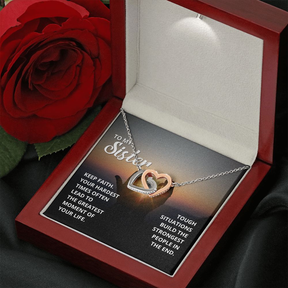 To My Sister | Words of encouragement for my amazing sister - Interlocking Hearts Necklace