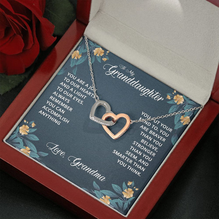 To My Granddaughter | You Light Up My Life, Granddaughter - Interlocking Hearts Necklace