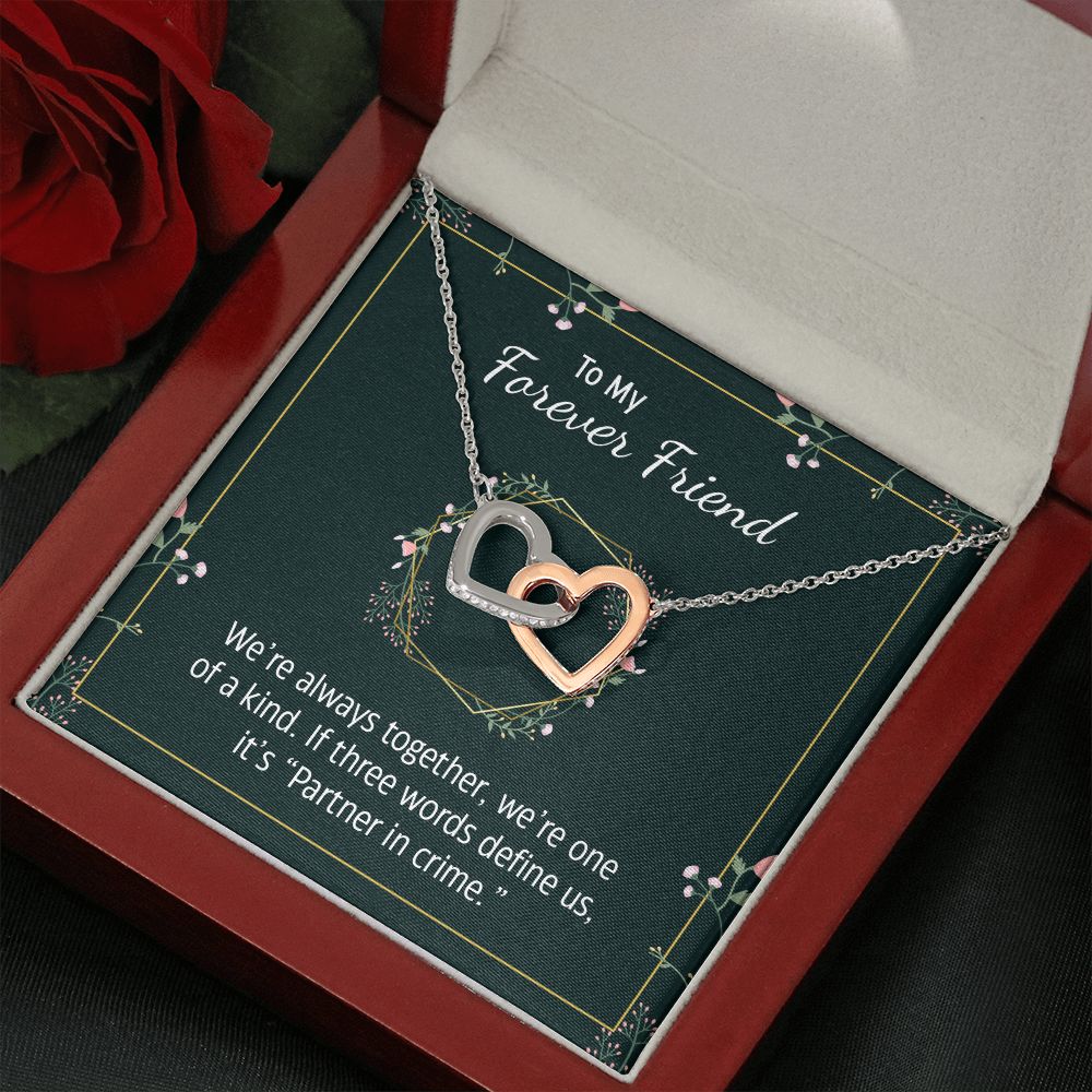 To My Forever Friend | Partner in Crime -  Interlocking Hearts Necklace