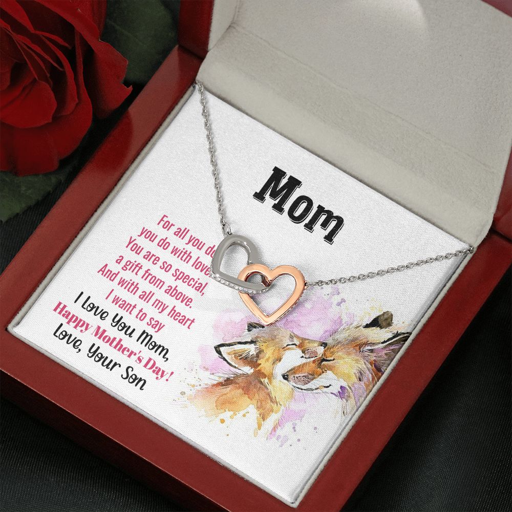 Happy Mother's Day | Eternally cherished, Mom - Interlocking Hearts Necklace