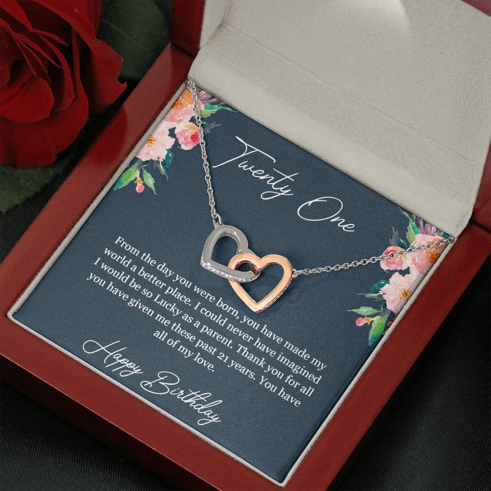 Happy Birthday | You have made my world a better place - Interlocking Hearts Necklace