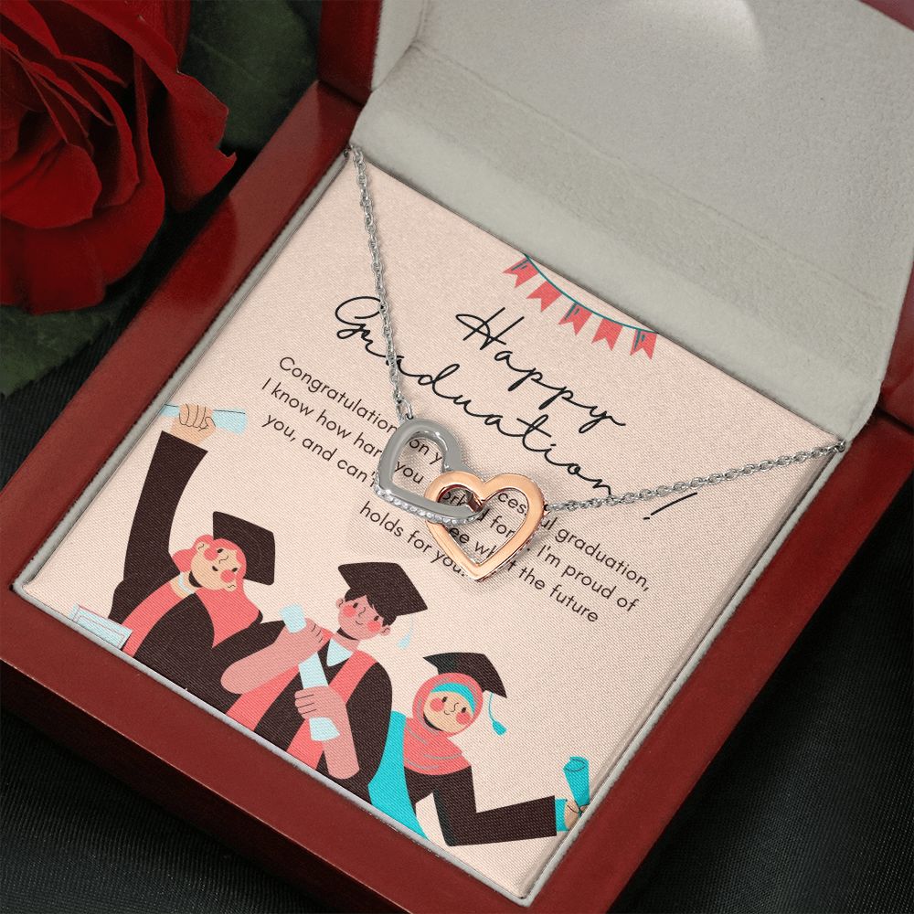 Happy Graduation | Start of a Bright Future - Interlocking Hearts Necklace