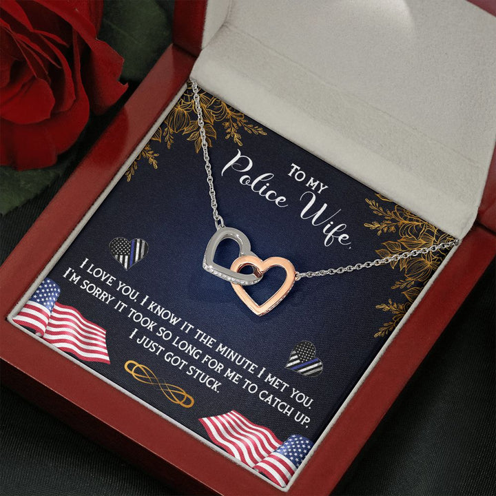 To My Police Wife | You are the Backbone of the Force - Interlocking Hearts Necklace