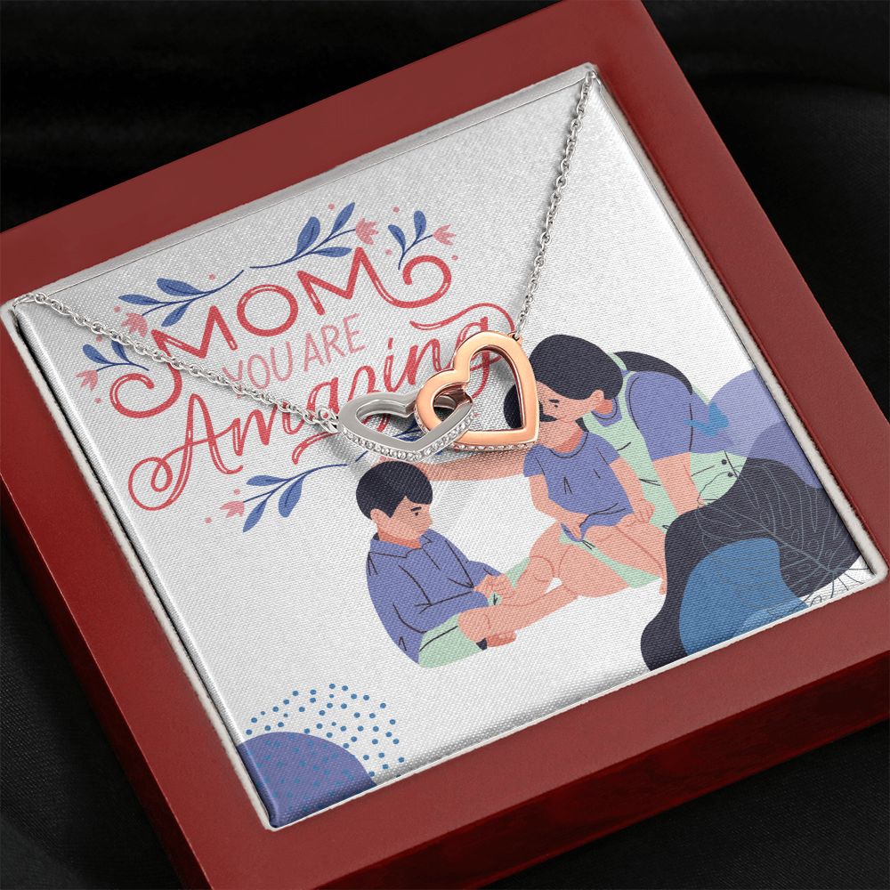 Happy Mother's Day | My Amazing Mom - Interlocking Hearts Necklace