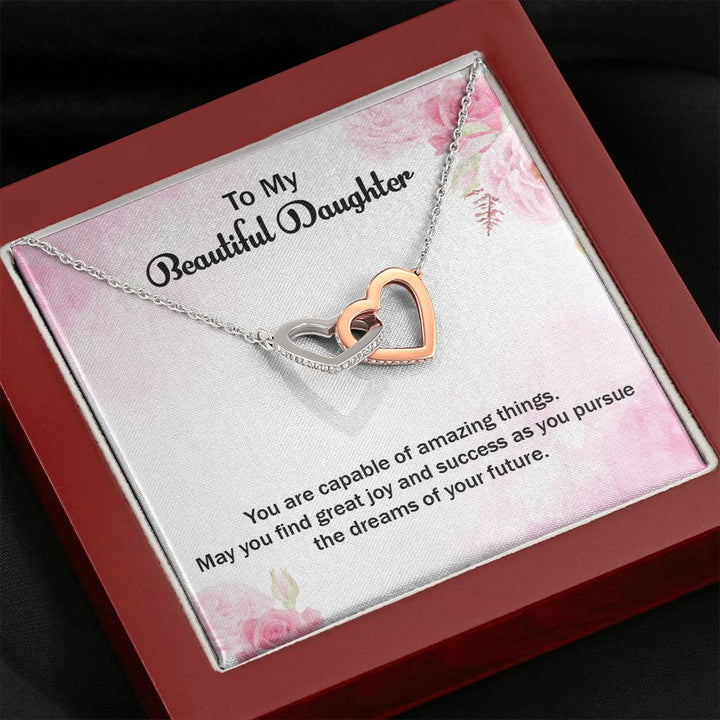 To My Beautiful Daughter | Graduate: A Step Towards Success! - Interlocking Hearts Necklace