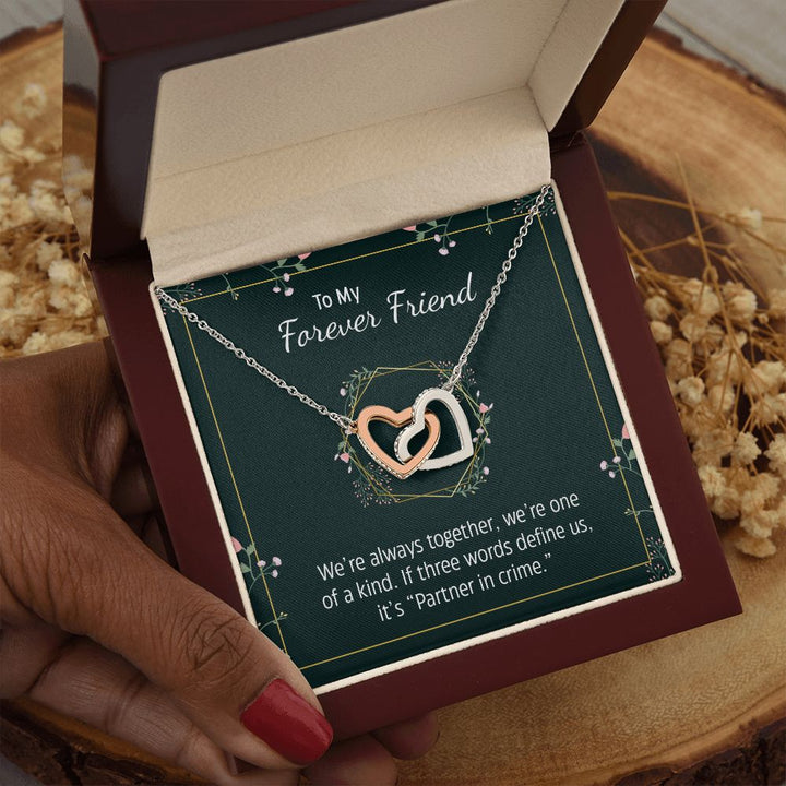 To My Forever Friend | Partner in Crime -  Interlocking Hearts Necklace