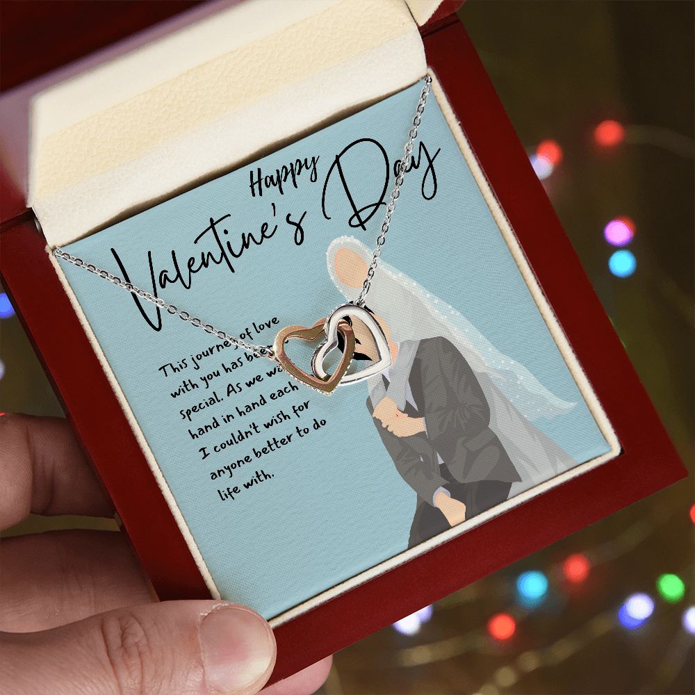 Happy Valentine's Day | Love is a Journey, Not a Destination - Interlocking Hearts Necklace