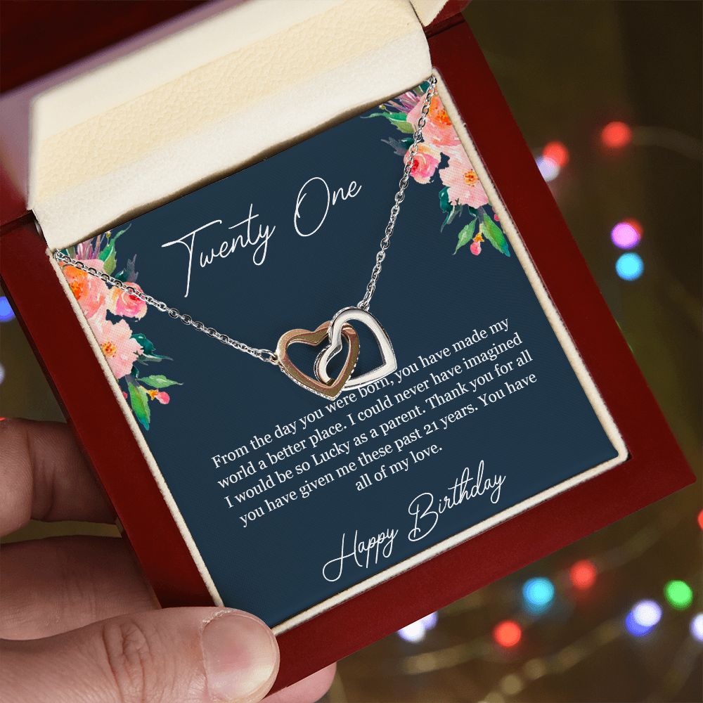 Happy Birthday | You have made my world a better place - Interlocking Hearts Necklace