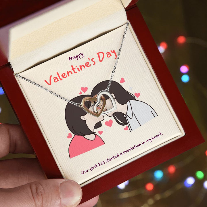 Happy Valentine's | A Match Made in Heaven LGBTQ for Women - Interlocking Hearts Necklace