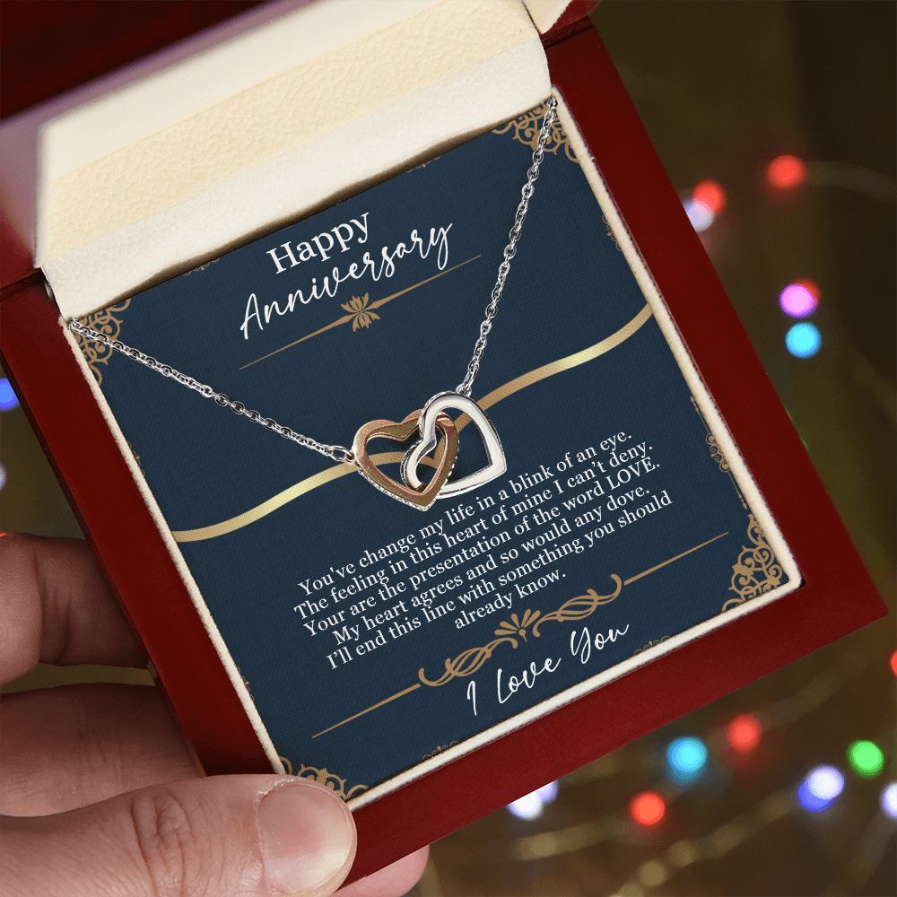 Happy Anniversary | You are the presentation of the word LOVE - Interlocking Hearts Necklace