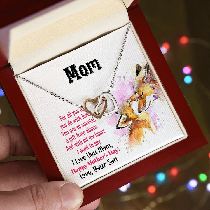 Happy Mother's Day | Eternally cherished, Mom - Interlocking Hearts Necklace