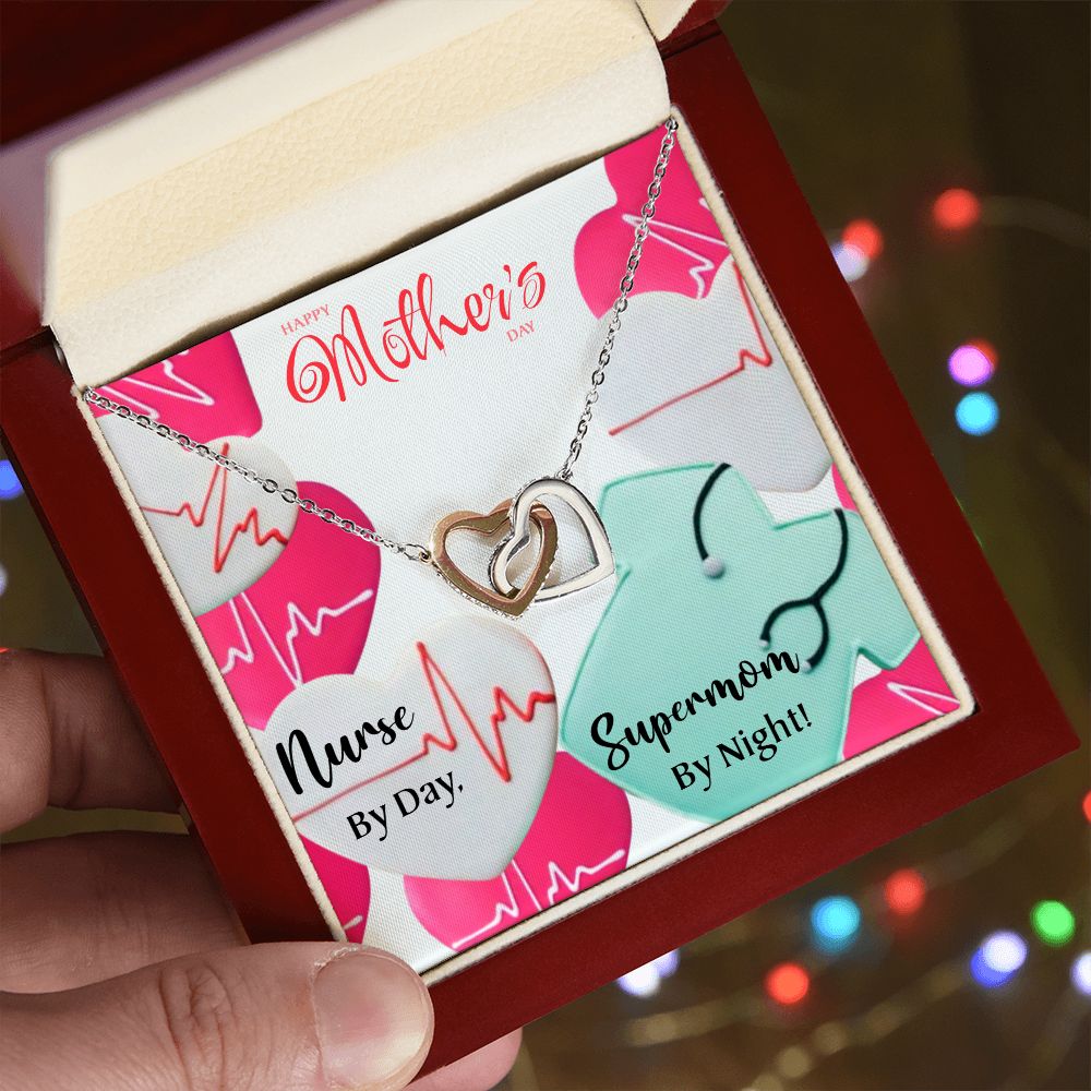 Mother's Day | Nurse by Day Supermom by Night - Interlocking Hearts Necklace
