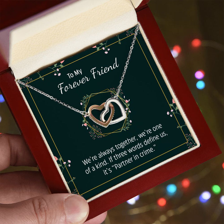 To My Forever Friend | Partner in Crime -  Interlocking Hearts Necklace