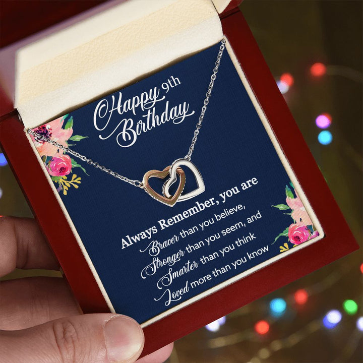 Happy 9th Birthday | Always Remember you are loved more than you know - Interlocking Hearts Necklace