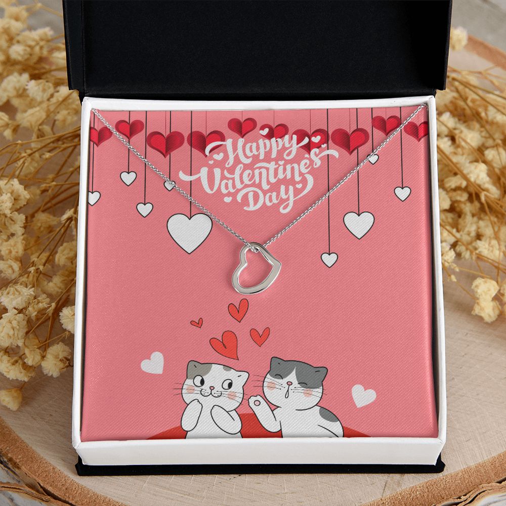 Happy Valentine's Day | I Love You More Than Words Can Say- Delicate Heart Necklace