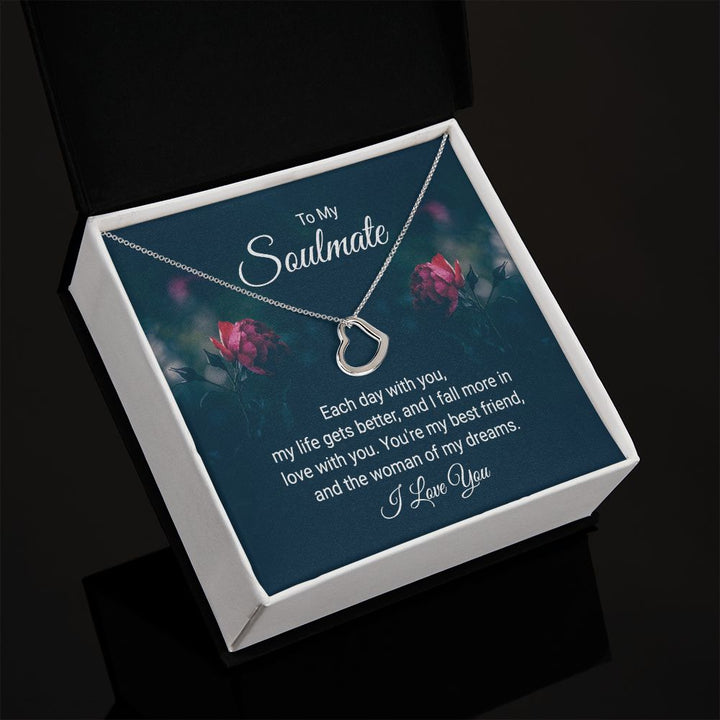 To My Soulmate | Each Day With You - Delicate Heart Necklace