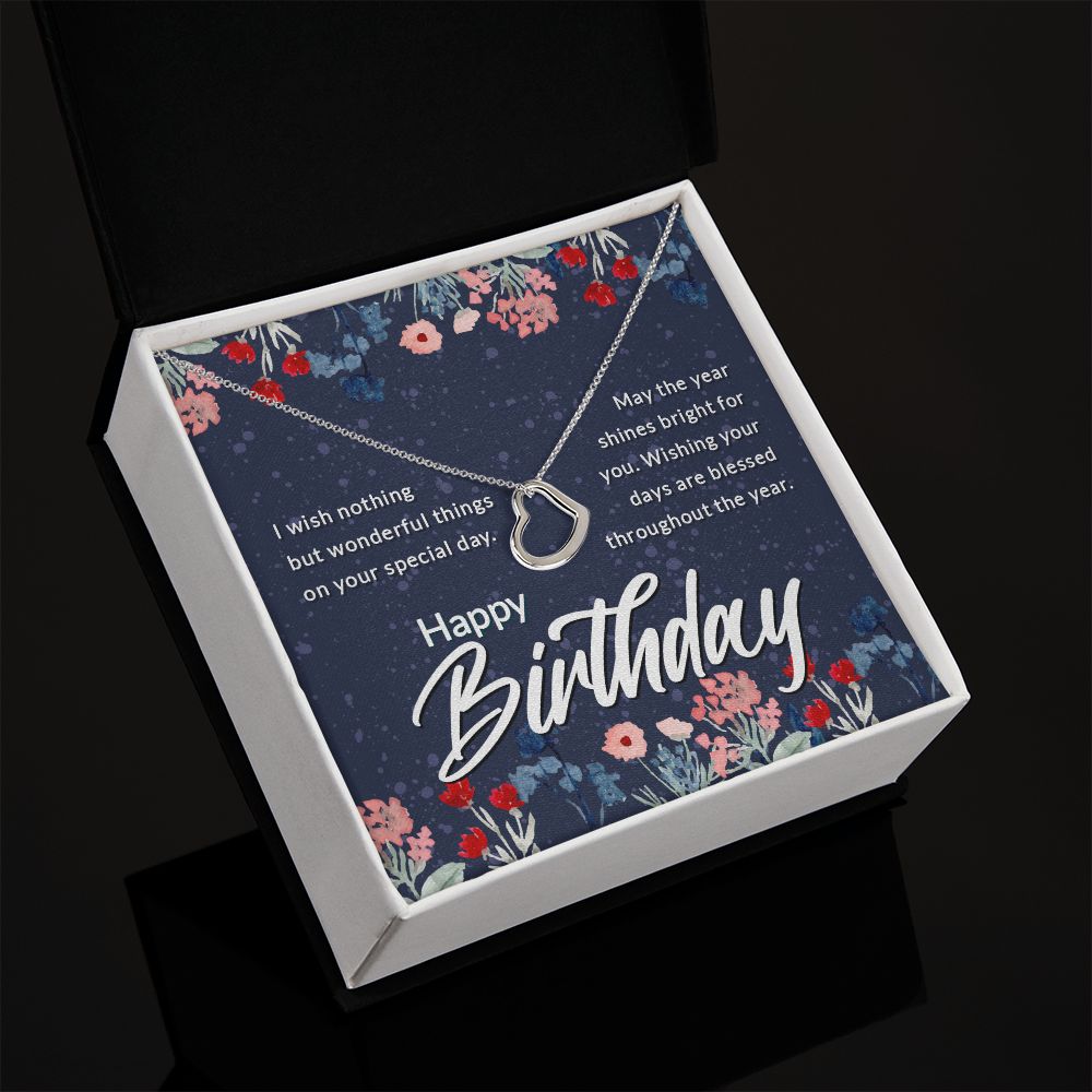Happy Birthday | May the year shines bright for You - Delicate Heart Necklace