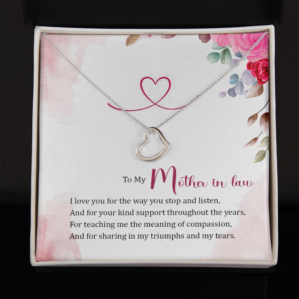 To My Mother-in-Law | Thank You for Your Love and Guidance - Delicate Heart Necklace