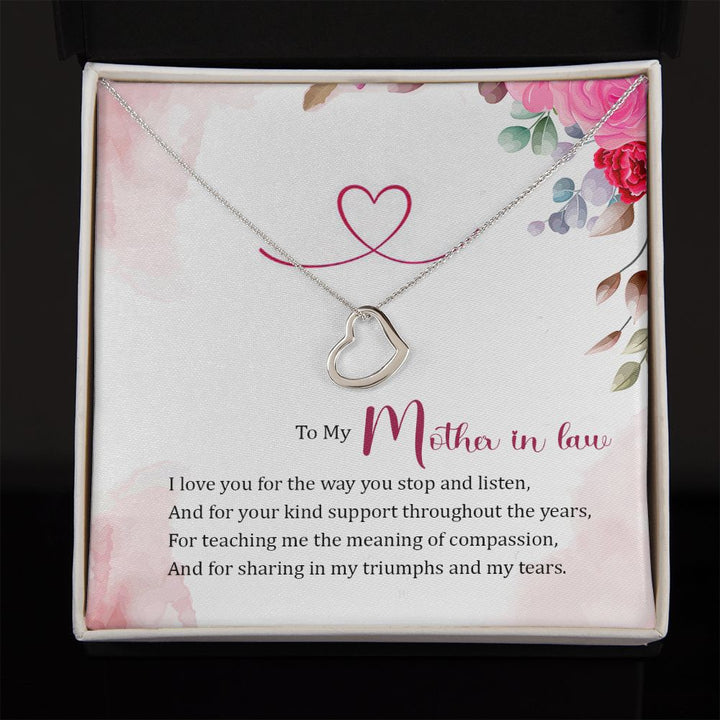 To My Mother-in-Law | Thank You for Your Love and Guidance - Delicate Heart Necklace