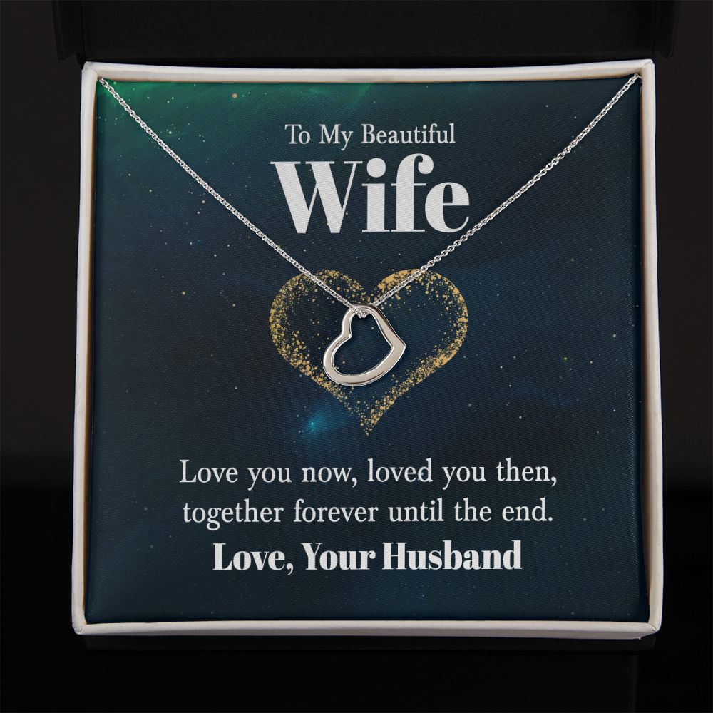 To My Beautiful Wife | Love You Now - Delicate Heart Necklace