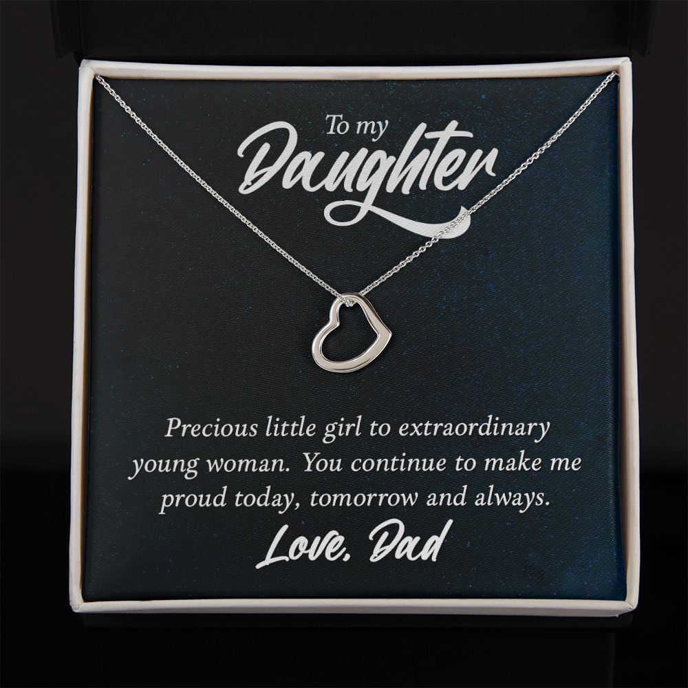 To My Daughter | Extraordinary Young Woman - Delicate Heart Necklace