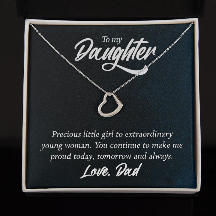 To My Daughter | Extraordinary Young Woman - Delicate Heart Necklace