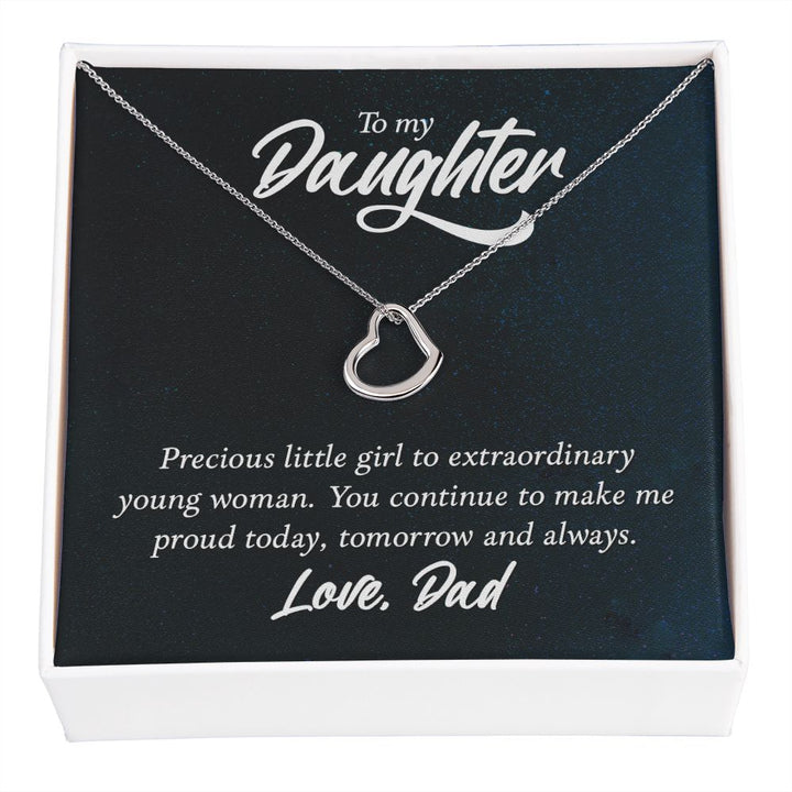 To My Daughter | Extraordinary Young Woman - Delicate Heart Necklace