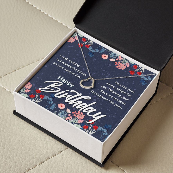 Happy Birthday | May the year shines bright for You - Delicate Heart Necklace