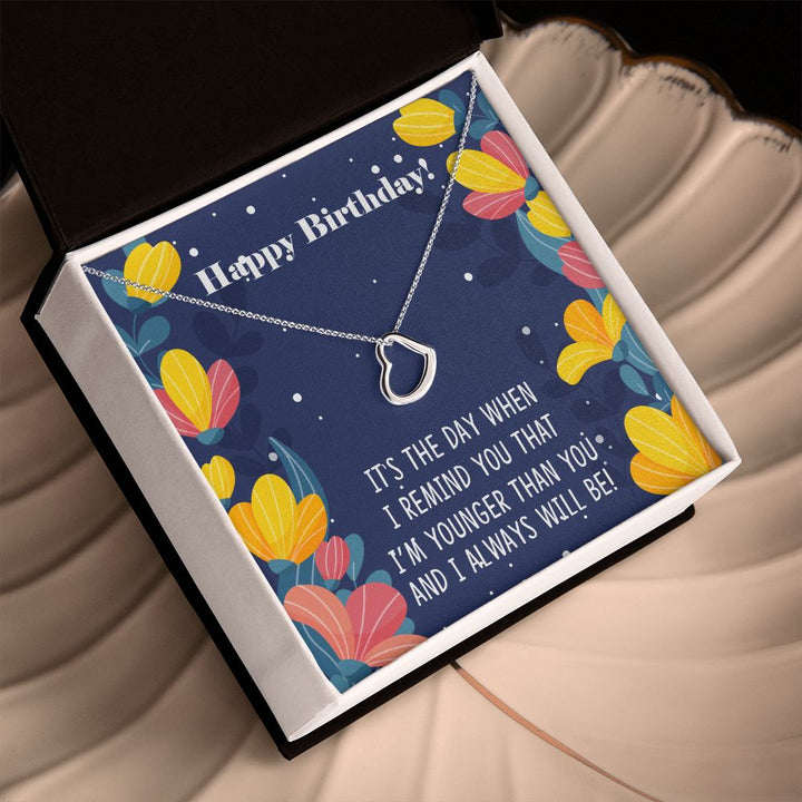 To My Sister | Happy Birthday - Delicate Heart Necklace