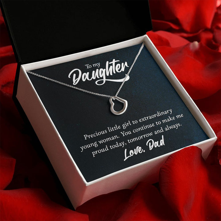 To My Daughter | Extraordinary Young Woman - Delicate Heart Necklace