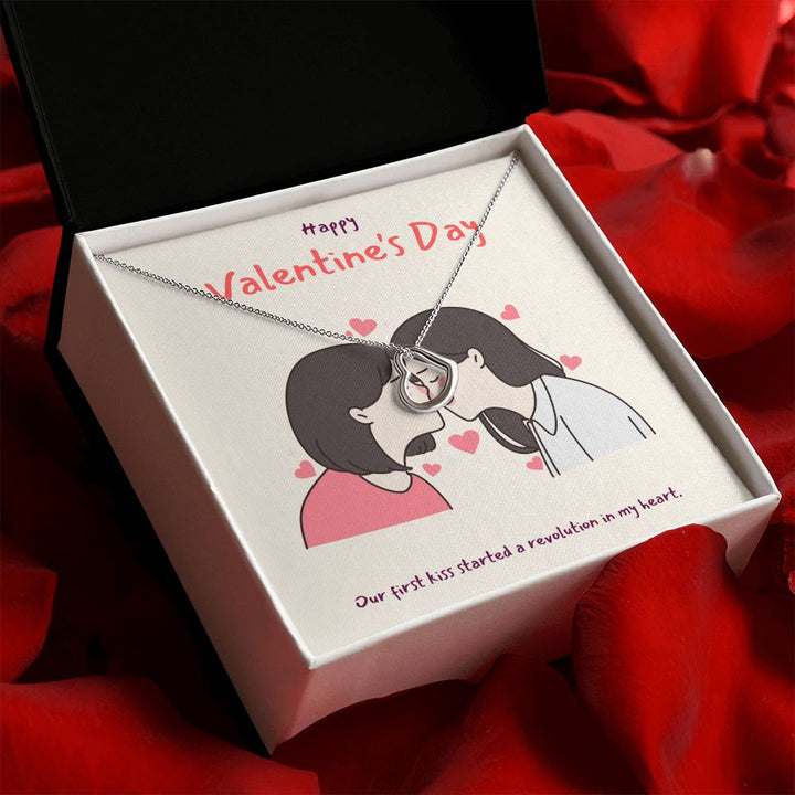 Happy Valentine's Day | Our First Kiss LGBTQ for Women - Delicate Heart Necklace