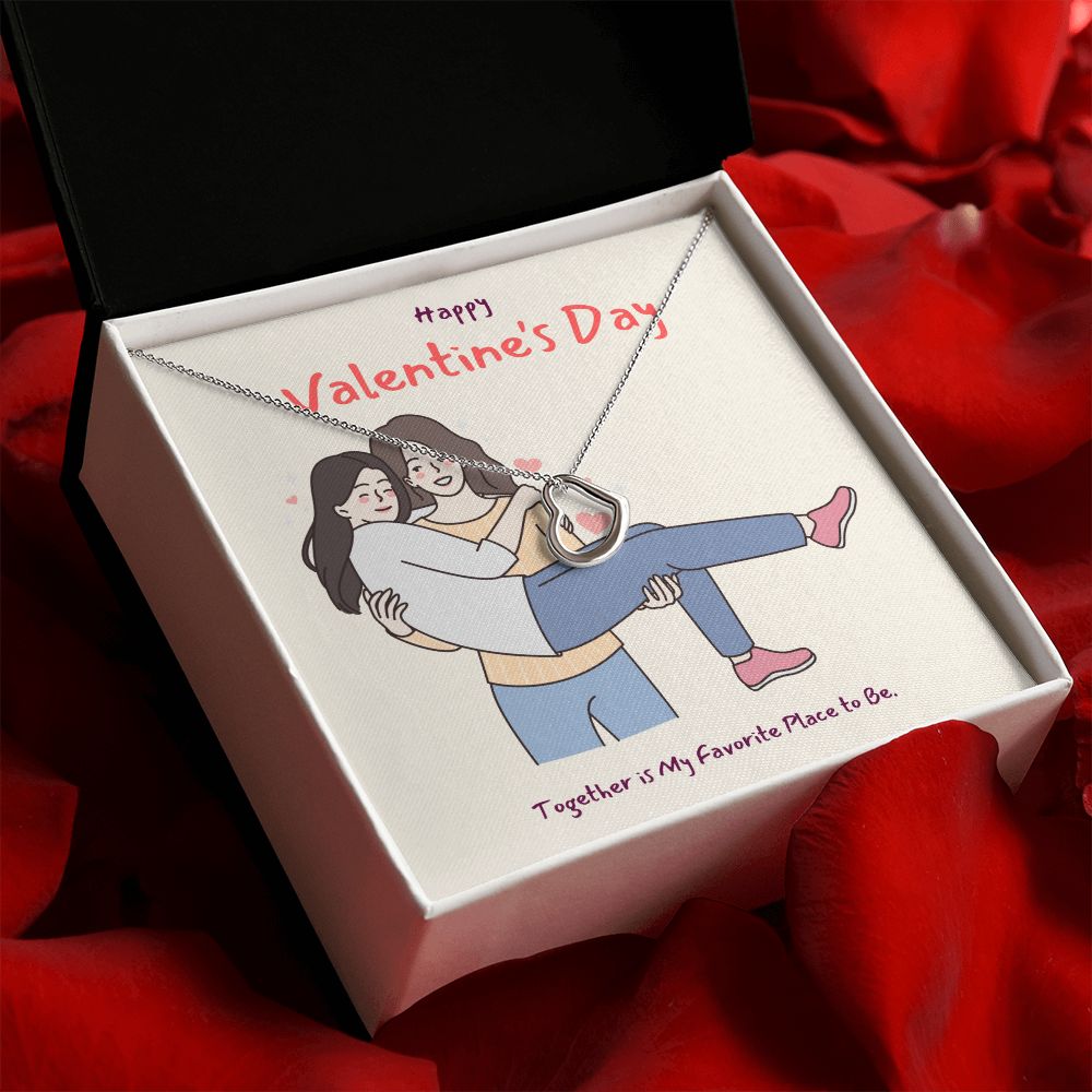 Happy Valentine's | All of Me, Loves All of You LGBTQ for Women - Delicate Heart Necklace