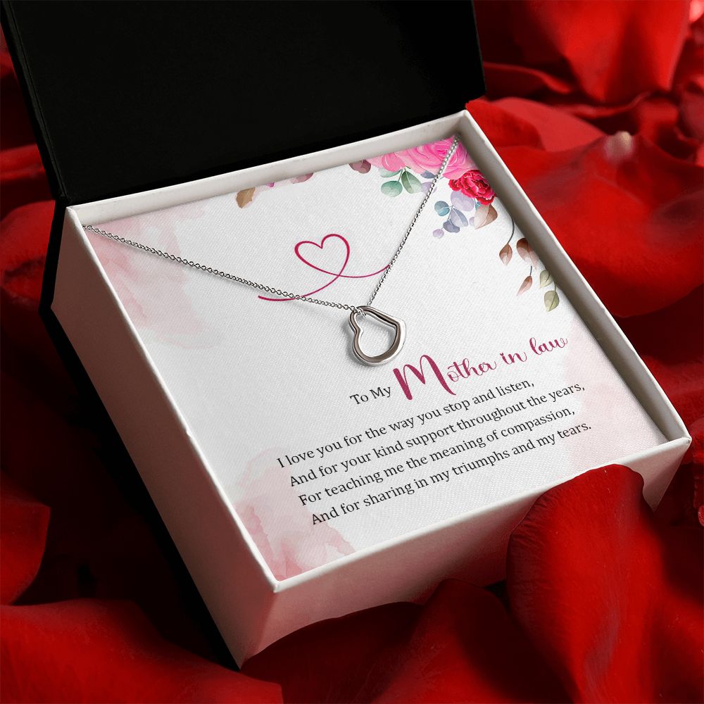 To My Mother-in-Law | Thank You for Your Love and Guidance - Delicate Heart Necklace