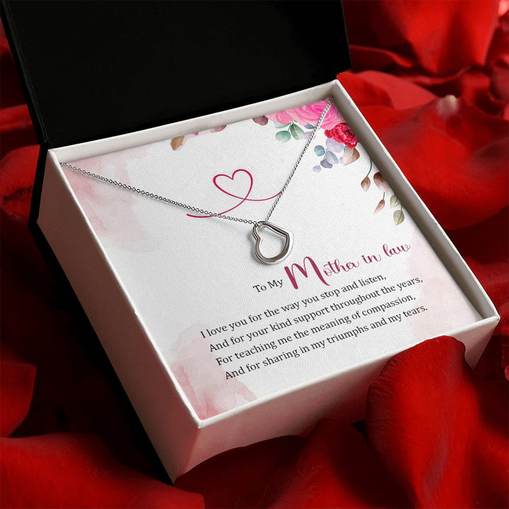To My Mother-in-Law | Thank You for Your Love and Guidance - Delicate Heart Necklace