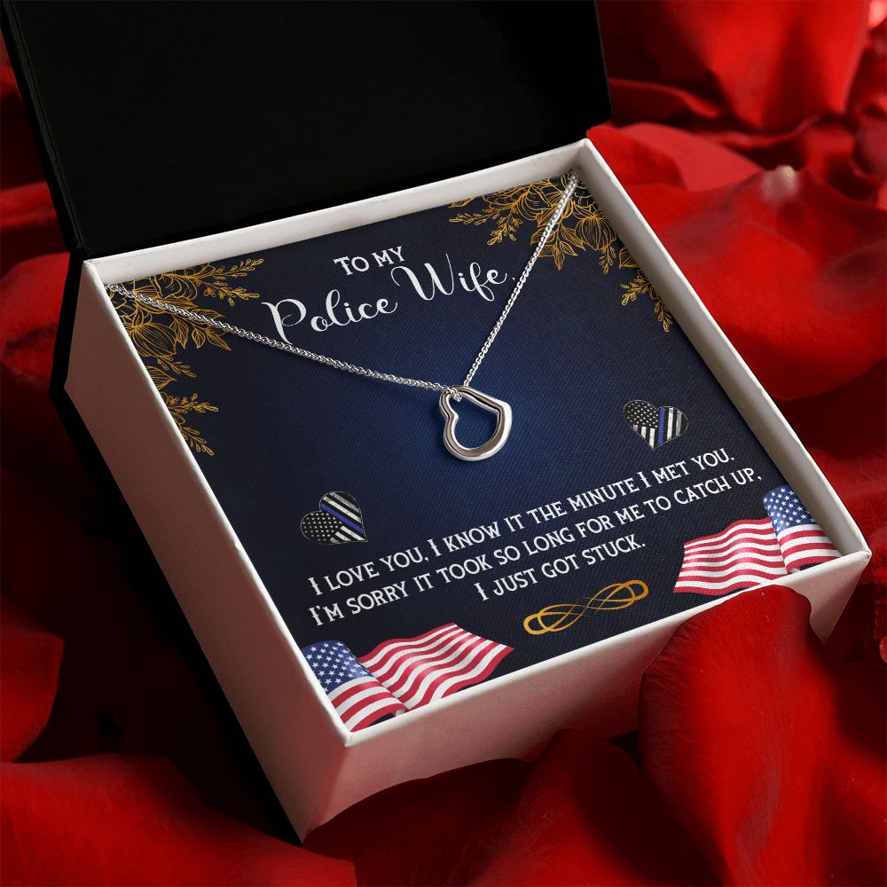 To My Police Wife | The Heart of a Hero, The Love of a Wife - Delicate Heart Necklace
