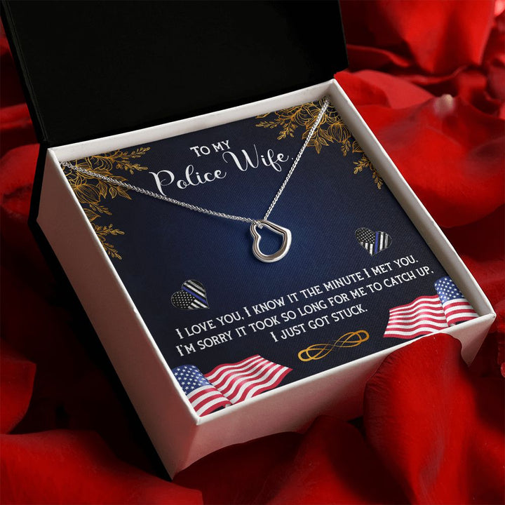 To My Police Wife | The Heart of a Hero, The Love of a Wife - Delicate Heart Necklace
