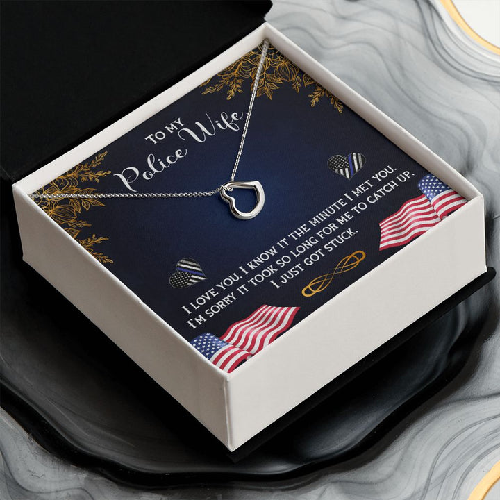 To My Police Wife | The Heart of a Hero, The Love of a Wife - Delicate Heart Necklace