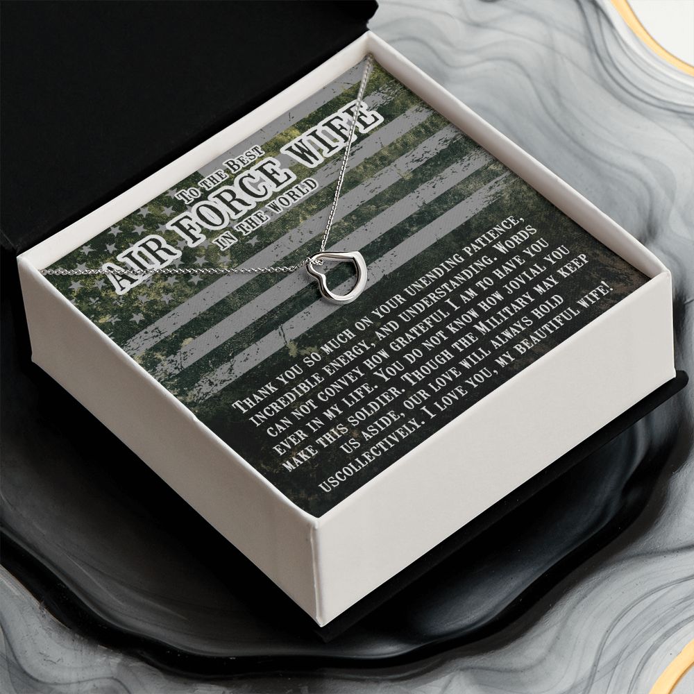 To My Air Force Wife | I am so proud of you and everything you do - Delicate Heart Necklace