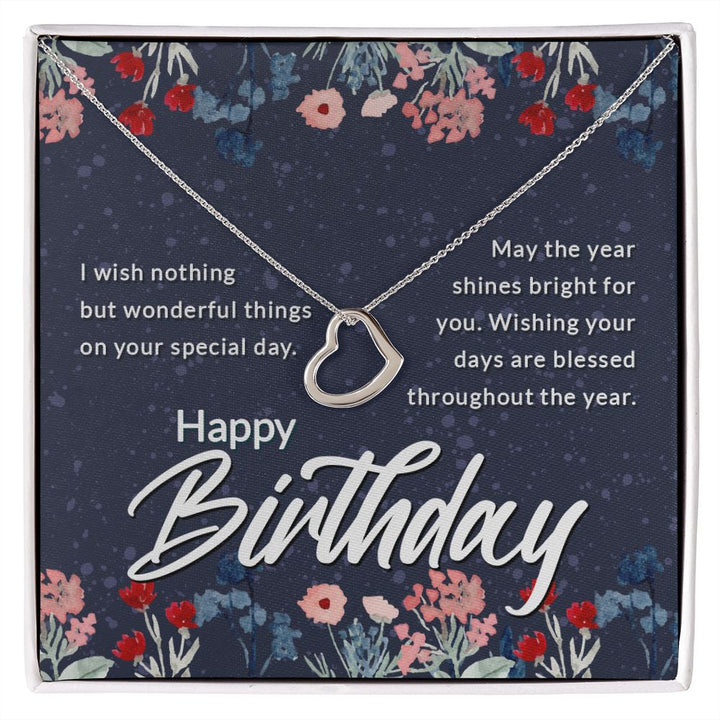 Happy Birthday | May the year shines bright for You - Delicate Heart Necklace