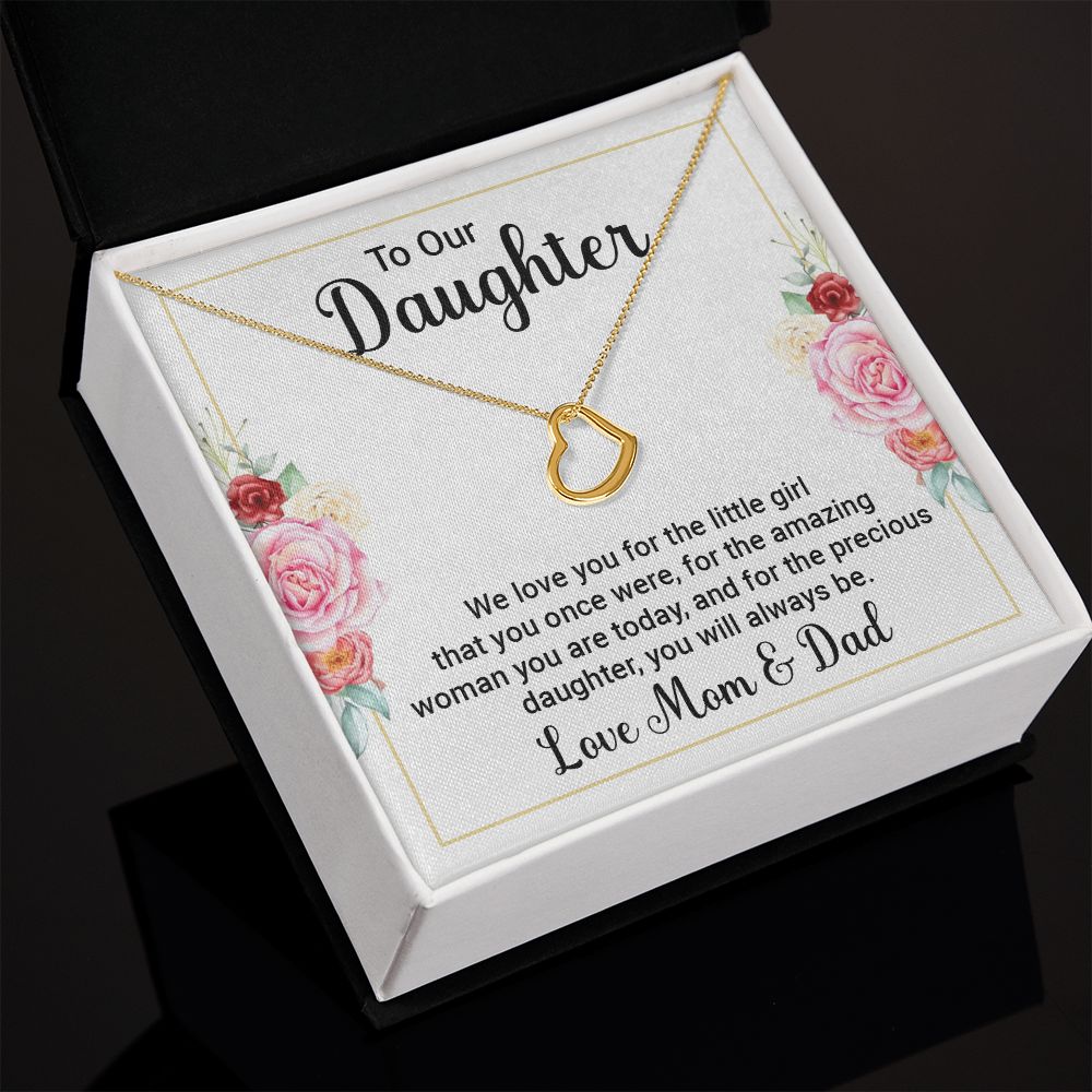 To Our Daughter | We Love You - Delicate Heart Necklace