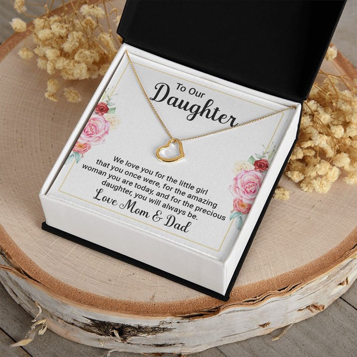 To Our Daughter | We Love You - Delicate Heart Necklace