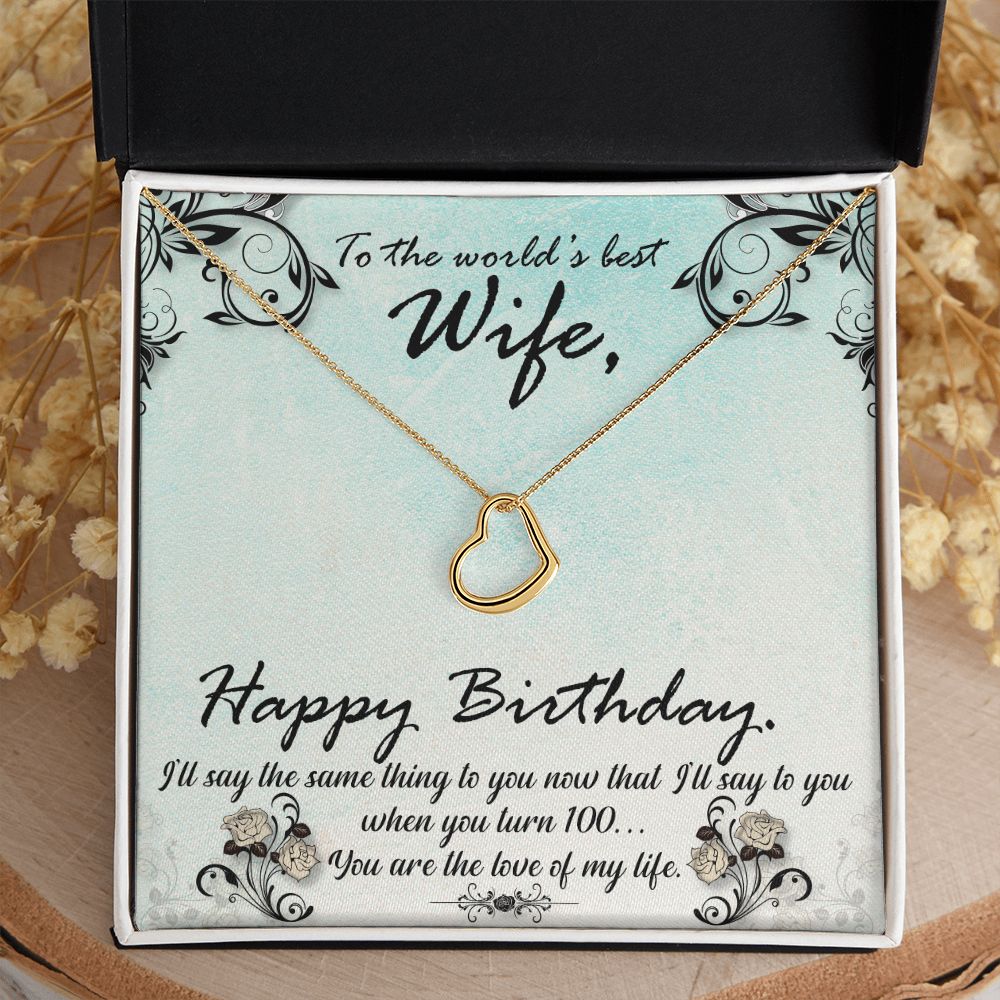 To My Wife | The World's best Wife - Delicate Heart Necklace
