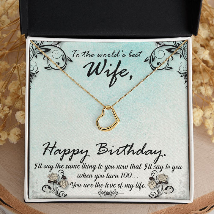 To My Wife | The World's best Wife - Delicate Heart Necklace