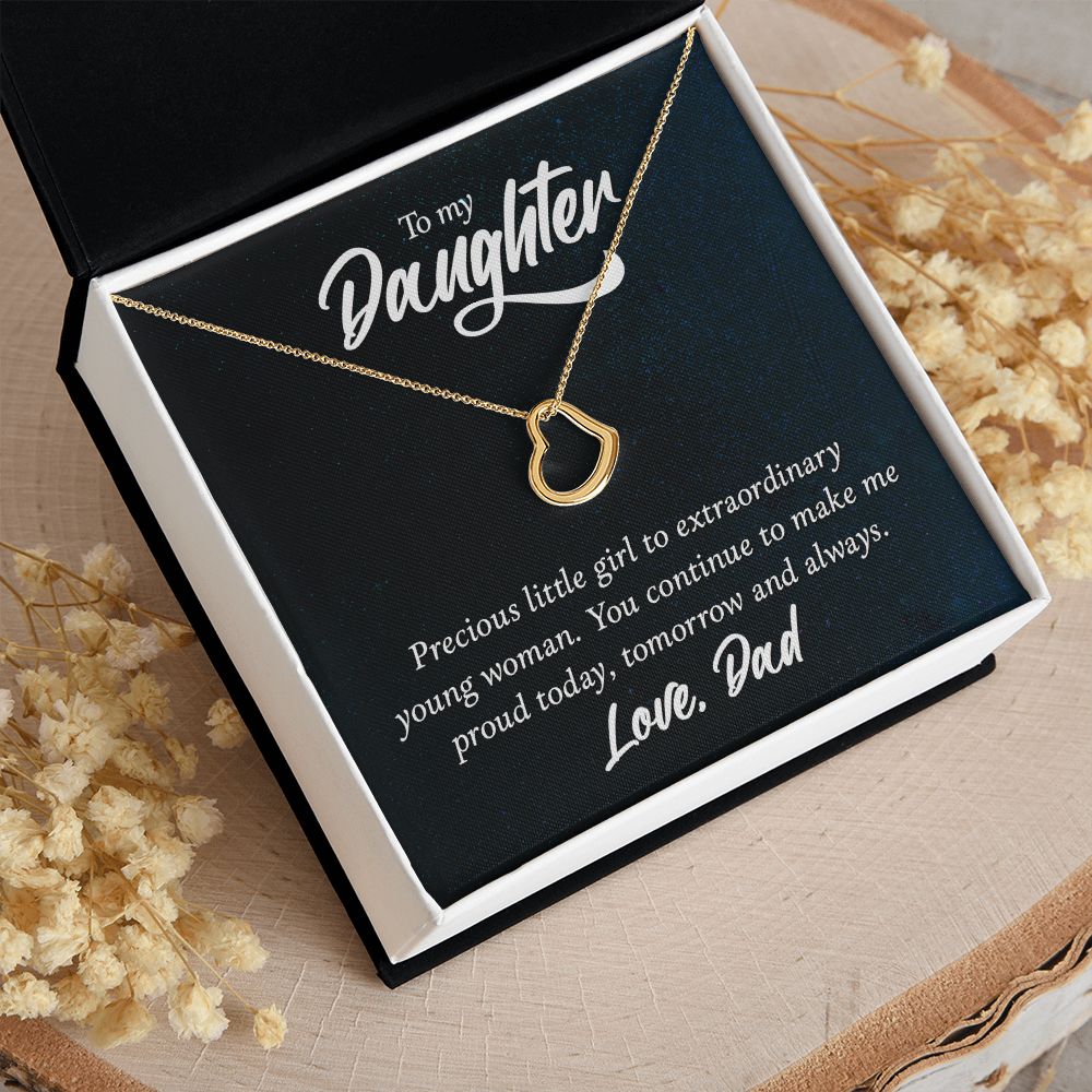 To My Daughter | Extraordinary Young Woman - Delicate Heart Necklace