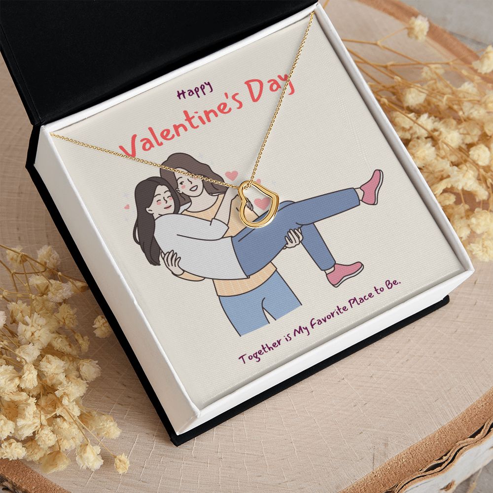 Happy Valentine's | All of Me, Loves All of You LGBTQ for Women - Delicate Heart Necklace