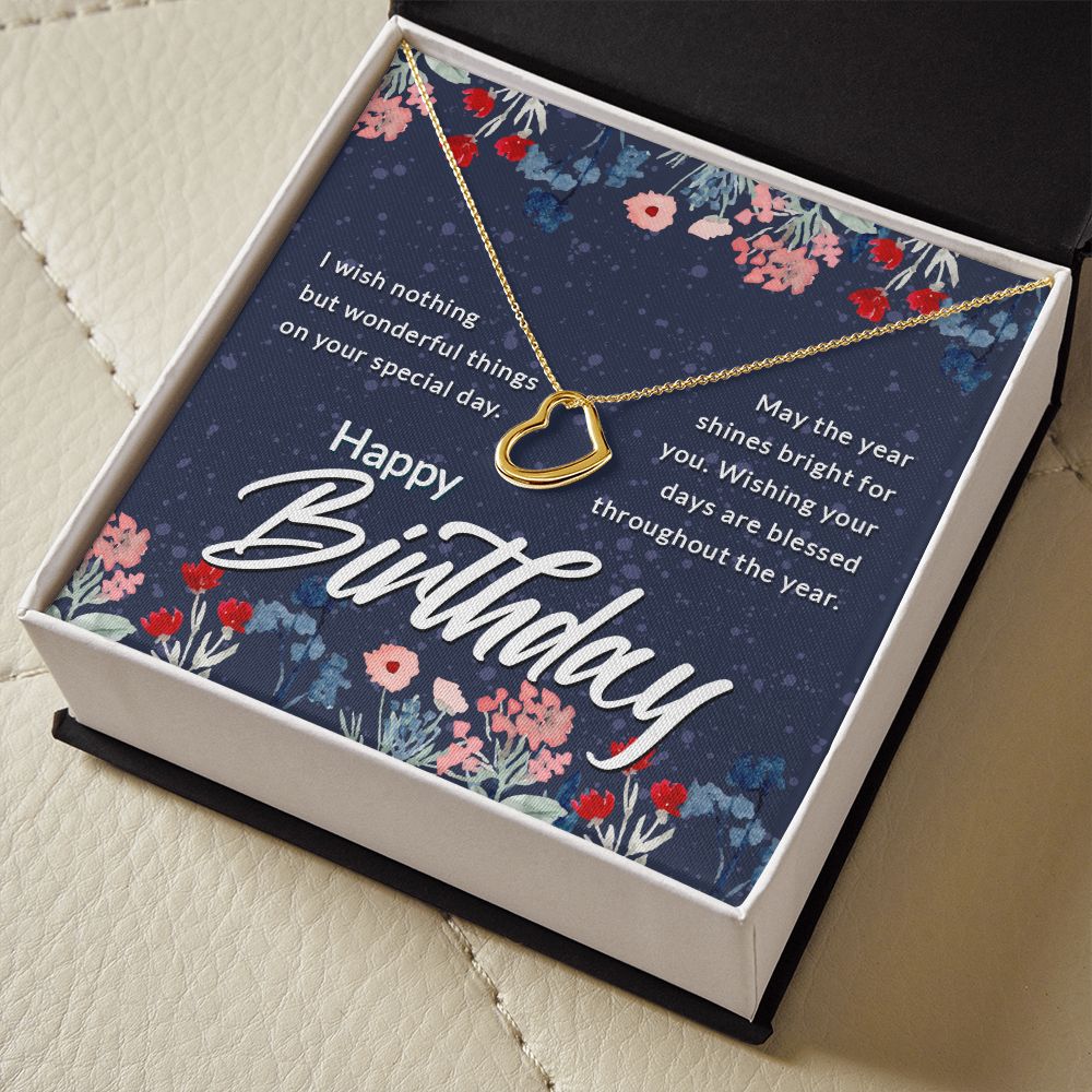 Happy Birthday | May the year shines bright for You - Delicate Heart Necklace