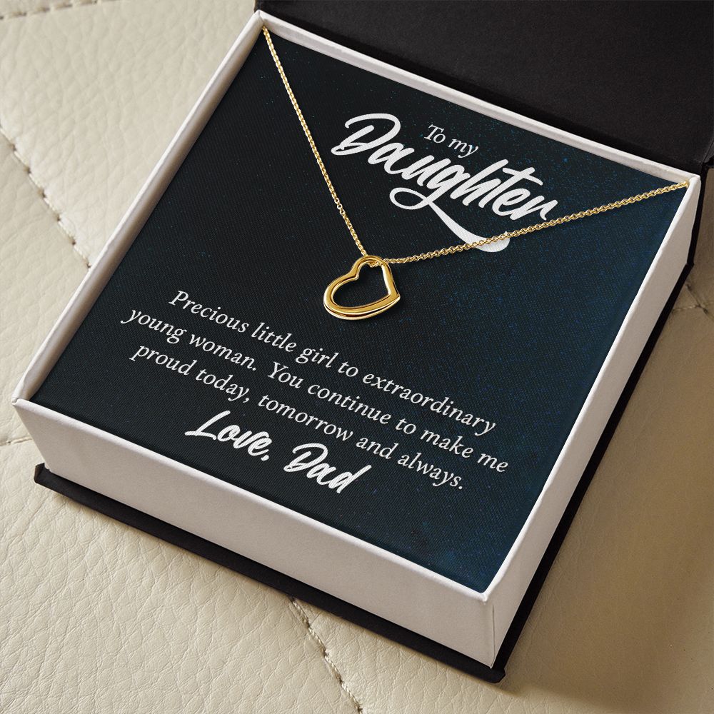 To My Daughter | Extraordinary Young Woman - Delicate Heart Necklace
