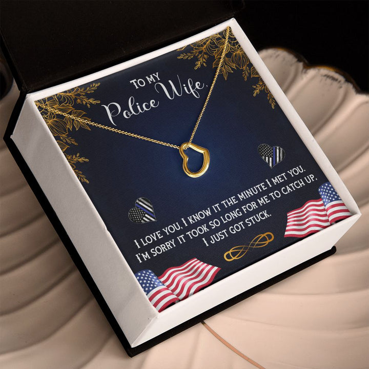 To My Police Wife | The Heart of a Hero, The Love of a Wife - Delicate Heart Necklace