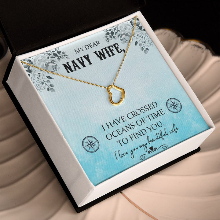 To My Navy Wife | Bravery Beyond the Waves - Delicate Heart Necklace